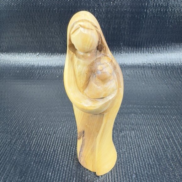 Vintage Hand Carved Wood Madonna And Child Figurine Folk Art Hand Made Figure - Picture 2 of 10